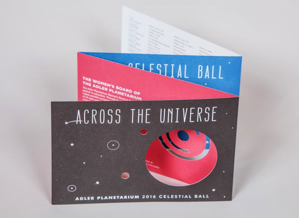 Overhead view of the Across the Universe Adler Planetarium 2016 Celestial Ball Invitation
